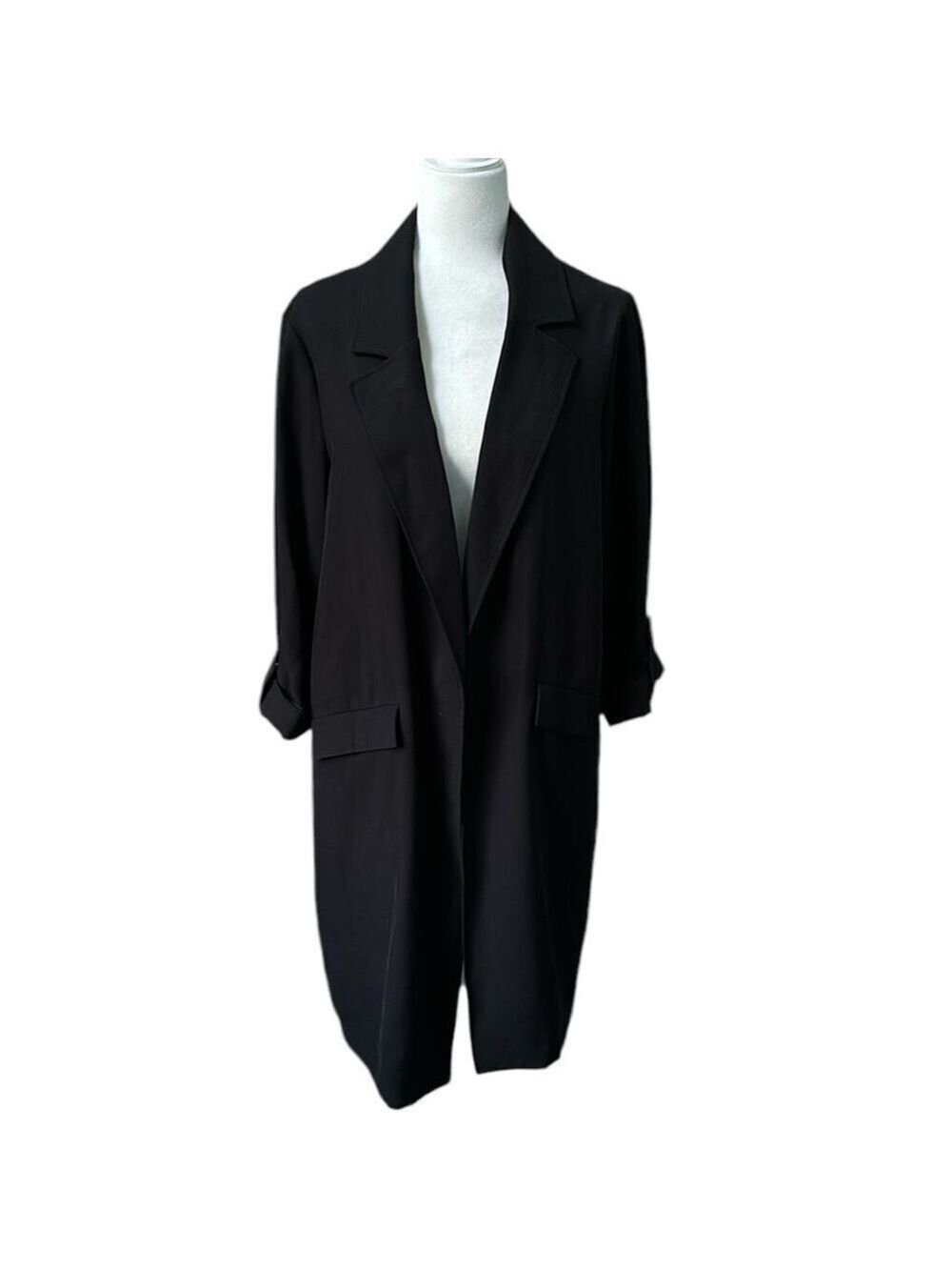 Primark Black Open Longline Lightweight Duster Jacket Lagenlook Size US 10